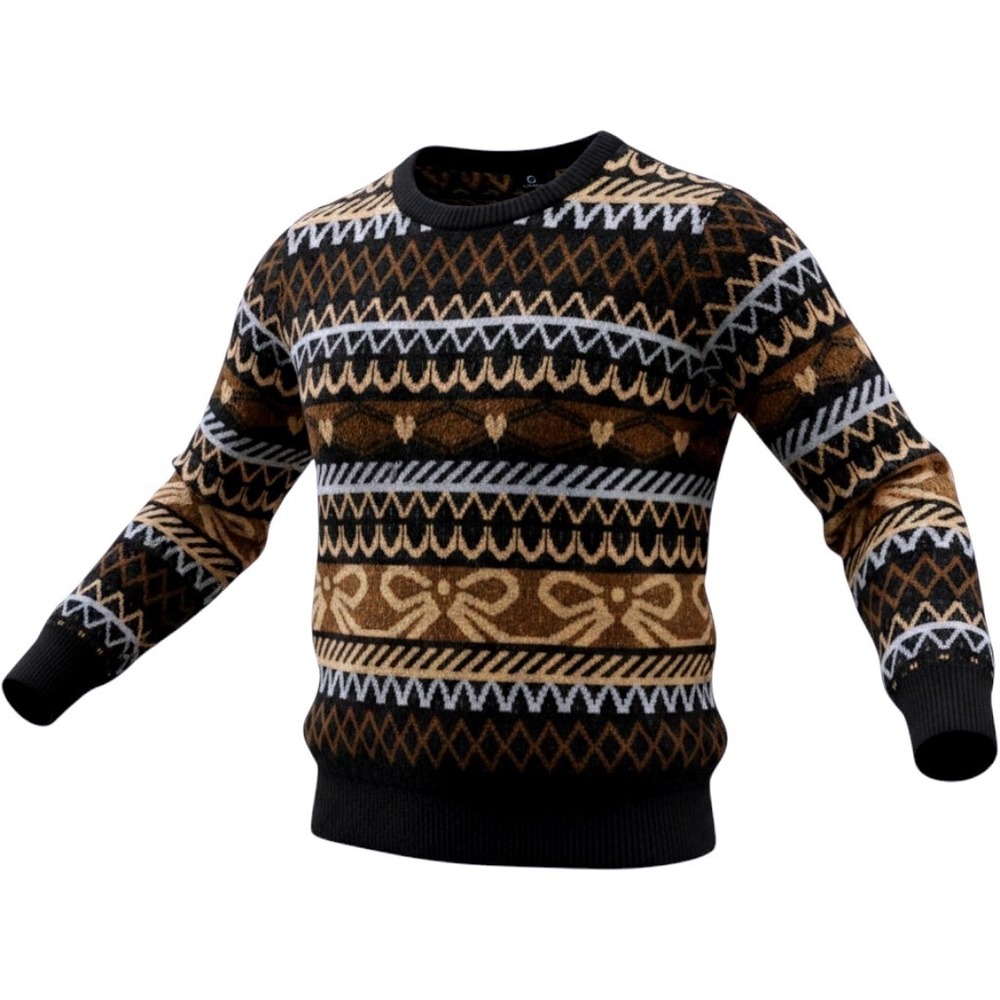 G by Giuliana Women XL Fair Isle Knit Sweater Black Brown Geometric Long Sleeve